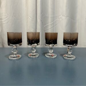 4 Vintage Carl Erickson Smokey Pinched Glass Goblets Vintage